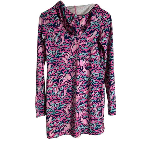 Lilly Pulitzer Rylie UPF 50+ Cover-Up Hooded Dress Pop Up Lobstah Roll Print XS - Picture 6 of 8
